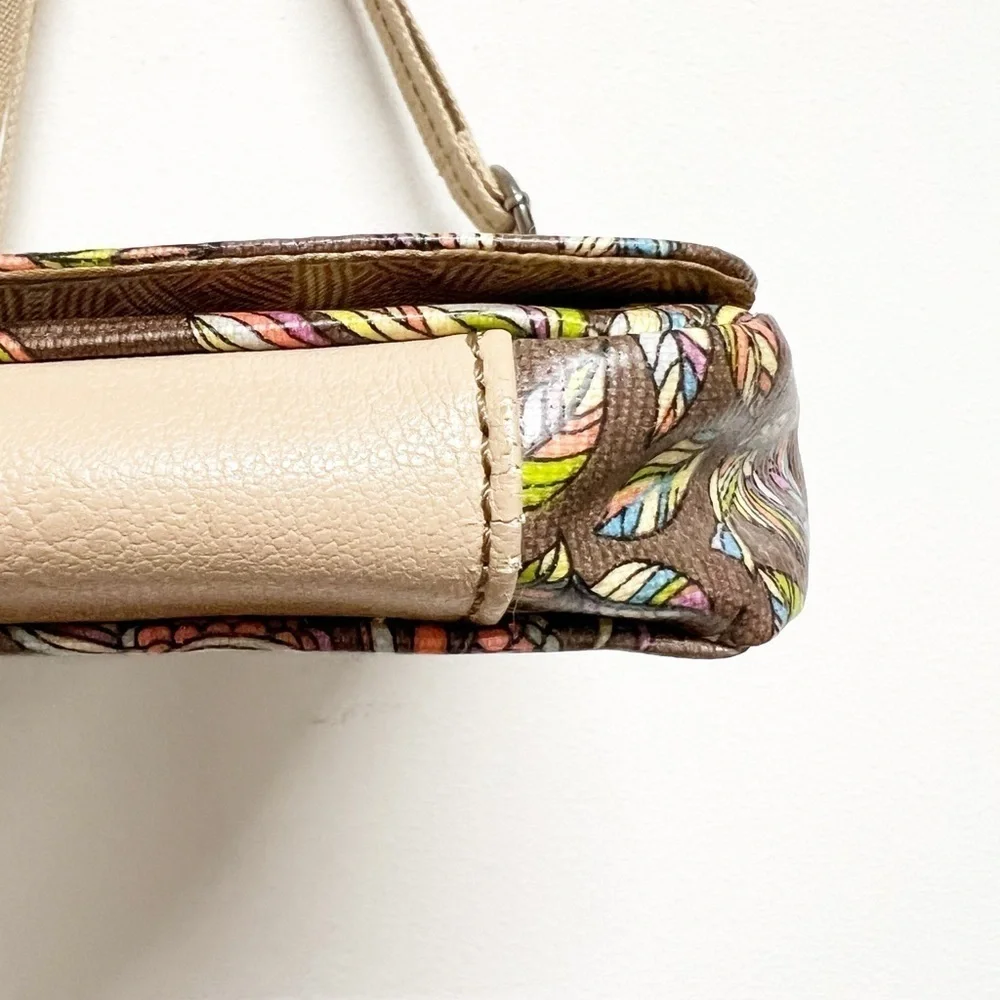 SakRoots Womens Boho Embroidered Detail Faux Leather Small Flap Messenger Bag